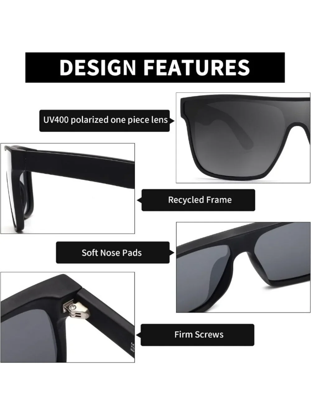 Oversized Polarized Square Sunglasses for Men & Women | Lightweight, UV400